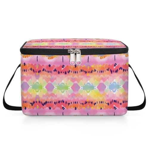 GzLeyigou Tie Dye Lunch Bags for Women Men 9 Cans, Hot & Cold Food Delivery Bag Insulated Grocery Bag Insulated Lunch Box Colorful Cooler Bag for Office Work Picnic Beach