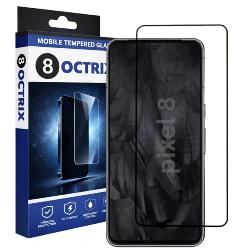 Image of Military-Grade Gorilla Tempered Glass Screen Protector for Google Pixel 8 (Black) | 9H Hardness | Edge-to-Edge Full Coverage | HD Clarity | Scratch & Drop Protection