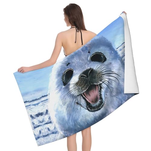 Serviette de bain phoque du Groenland microfibre absorbante douce