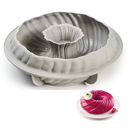 Spesh Silikon Backform Gugelhupfformen Kuchen Silikonform Spiral Silikonform Backform für Brot/Mousse/Kuchen (Groß, 1 Stück) Cover
