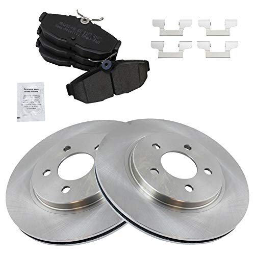 Image of TRQ Rear Brake Pad and Rotor Set Semi Metallic Solid Rotors | For 2005-2014 Ford Mustang