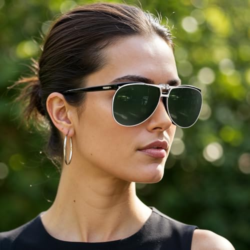 Image of Trysee Polarized Clip on Sunglasses Over Prescription Glasses Aviator Style UV400 Protection Flip Up TS-CO-013