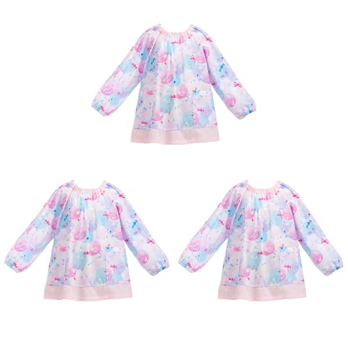 COLORFUL CANDY STYLE スモック(120-130cm) ふわふわキュートなキャンディポップ 3枚セット 女の子 かわいい 子供用 長袖スモック 幼稚園 エプロン 小学生 用 子供 用 書道 美術 おしゃれ スモック N1138823