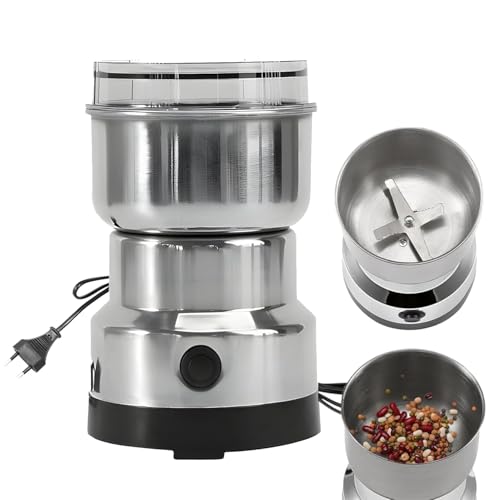 Image of 300W Electric Spice Grinder Machine, Herbs, Nuts & Dry Masala, Stainless Steel Portable Mini Grinder with Sharp Blades, One Touch Operation, Multipurpose Kitchen Grinder for Spices Home Use