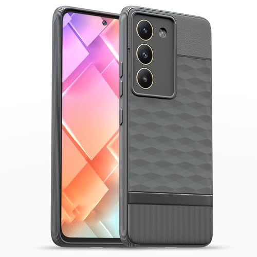 Image of Pikkme Back Cover for Vivo T3 5G / Vivo Y200e 5G Camera Protection 3D Hexa Cube Design Silicone Protective Bumper Case (Grey)
