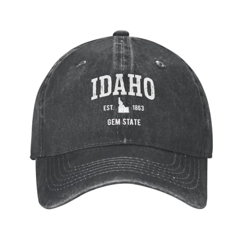 Running Hats for Women Hiking Ball Caps for Mens Gym Caps Light Weight Idaho Gym Caps Black