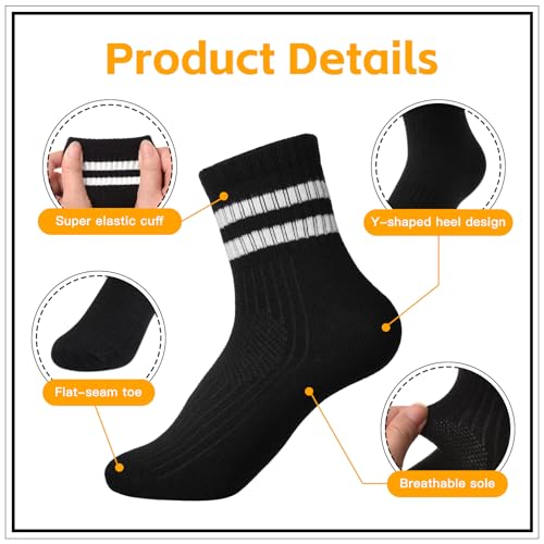 Jspupifip 6 Pairs Children Cotton Socks Boys Crew Socks Kids Sports Striped Girls Boys Cotton Socks School Athletic Socks3