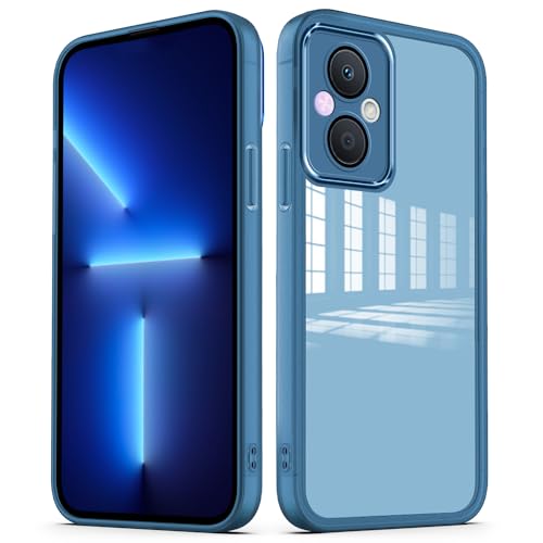 Cover per Oppo Reno 8 Lite 5G Reno8 Lite 5G Custodia Trasparente con Pellicola Protettiva Lenti Morbida Ultra Sottile Antiurto Bumper Case - slim blu