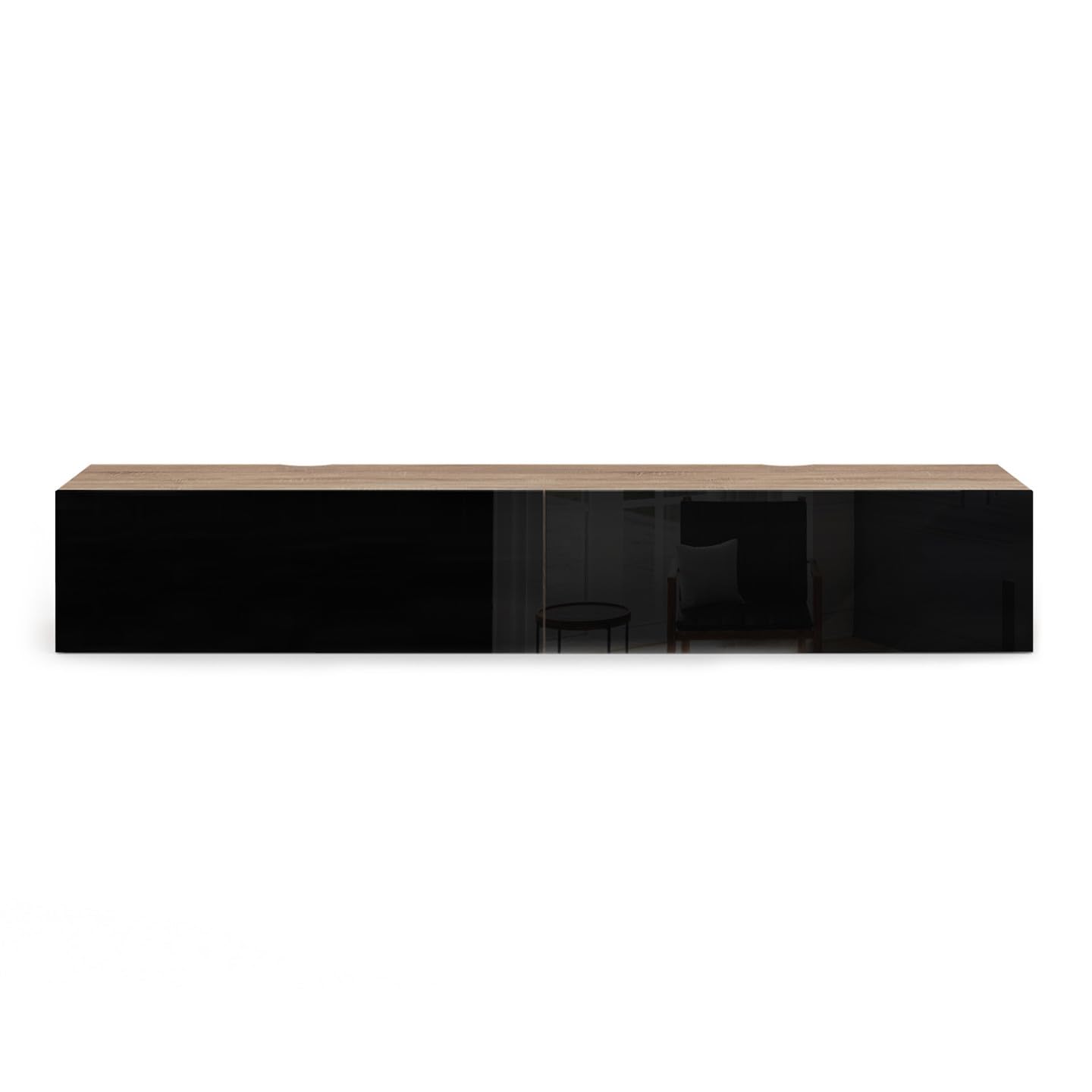 IDMarket - Mueble para TV Elio 180 cm, 2 puertas, madera y negro