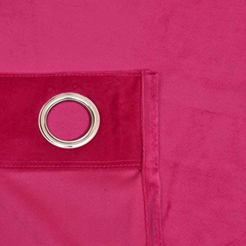 Image of High Sofa Quality Velvet Solid Grommet Room Darkening Eyelet Door Curtains for Living Room (7 Feet, Pink) - Set of 2 Pieces