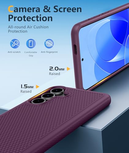 Image of FNTCASE for Samsung Galaxy S25 FE Case: Shockproof Protective Lightweight with Screen Protector Duty Rugged Cell Phone Cover Non Slip | Military Grade Drop Protection for S25FE(Burgundy, 6.7inches)