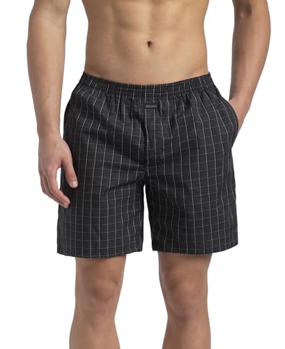 Image of Jockey 1223 Men Super Combed Mercerized Cotton Woven Checkered Boxer Shorts with Side Pocket (Pack of 2, Colors & Prints May Vary)