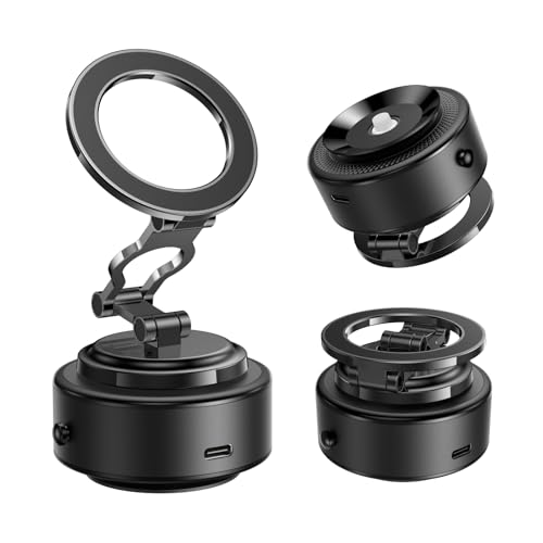 TELESIN Electric Magsafe Car Mount Vacuum Magnetic Car Phone Holder 105N 360 Reinforced Adjustable Swivel Lock Suction Cup Phone Mount for Your Car/Gym/Mirror/iPhone & Android