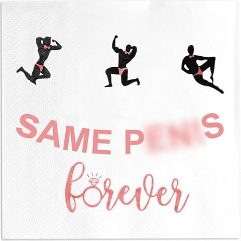 Bachelorette Napkins Cocktail Napkin, 3-Ply Naughty Male Dancer Folded 5 x 5 Inches Bachelor Party Decorations Napkins for Bridal Shower Supplies Hen Party Sign Engagement Tableware Decor Favor 50Pack Cover