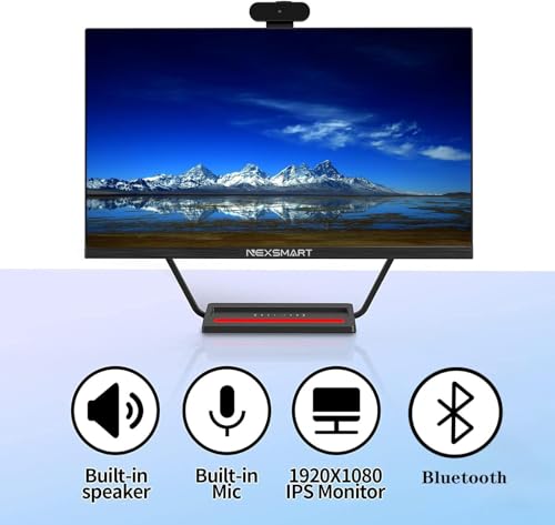 Image of Desktop Computer All-in-one PC 23.8inch All-in-One with Core i7 16GB RAM 512GB SSD, 360Adjustable Webcam, Charging Panel, All-in-one PC Supporting Dual-Band WiFi, Bluetooth 4.3,Black