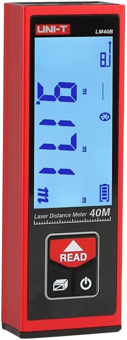 UNI-T Bluetooth Laser Distance Measuring Tool 135Ft, Digital Rechargable Electronic Measure Laser Distance Meter App for Drawing, M/Inch/Ft Area/Volume/Pythagoras LM40B