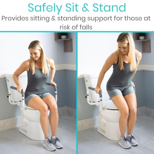 image for Vive Toilet Safety Rail - Adjustable Grab Bar - Compact Support Frame 