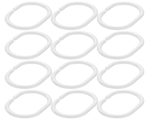 Pack de 12 anneaux de fixation blancs pour rideau de douche Cover