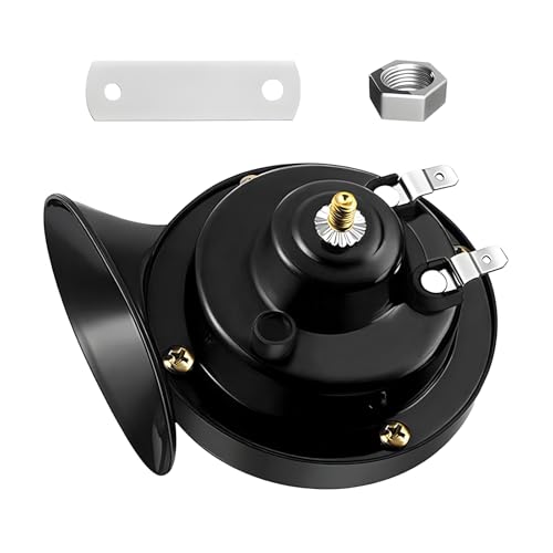 JNXIJ 300DB Super Loud Train Horn, 12V Waterproof Electric Snail Horn with Bracket & Nut, Universal Raging Sound Air Horns Replacement Kit for SUV Motorcycle Pickup, Car Accessories (Black)