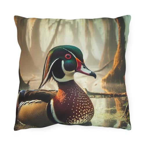 Wood Duck Outdoor Pillow - Vibrant Double-Sided Design for Swamps