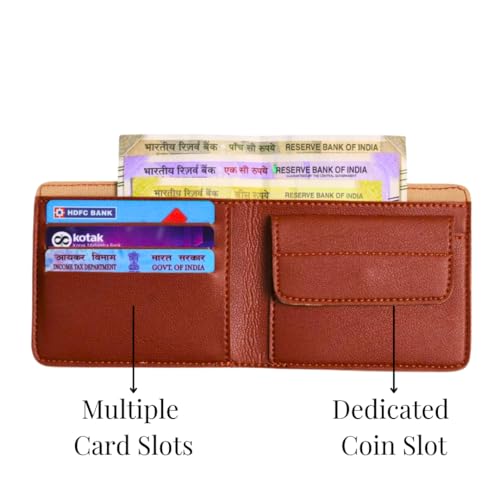 Image of ncgifts Men's Customized Wallet I Personalised Slim Stylish Leather Purse with Name & Charm I Unique Birthday Anniversary Gift for Men Boy Love Husband Employees Clients (Tan)