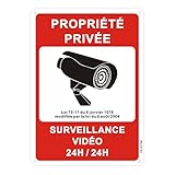 Panneau Camera Surveillance Aluminium Réfléchissante 250x180mm Panneau Propriété Privée sous Vidéo Surveillance Panneau Maison Sous Vidéo Surveillance Métal Etanche, Impression Résistant aux UV