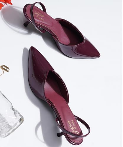 Image of JM LOOKS Sophisticated Pointed Toe Kitten Heels With Elegant Slingback Straps For Professional And Evening Occasion Wear