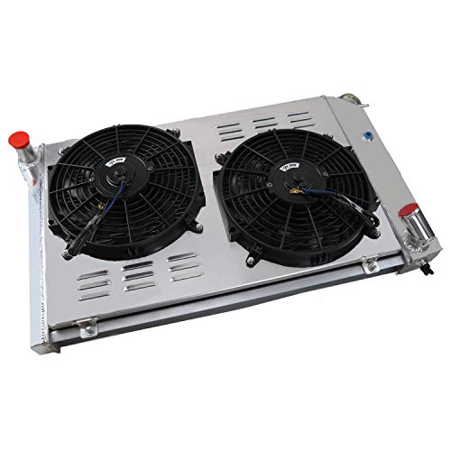 OzCoolingParts 3 Row Core Aluminum Radiator + 2 x 12" Fan w/Shroud + Thermostat/Relay Wire Kit for 1977-1982 78 79 80 81 Chevy Corvette C3 350ci 5.7L/5.0L V8 Engine