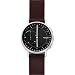Skagen Signatur Stainless Steel and Leather Hybrid Smartwatch Color Silver-Tone Dark Brown SKT1111