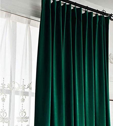 Rideaux d'isolation occultants thermiques en velours vert - 3