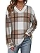 WIHOLL Womens Fall Fashion 2025 Plus Size Fashion Clothing Long Sleeve Tops Oversized Sweater Sweatshirt Brown Plaid 3XL