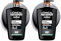 L’Oréal Paris Men Expert Pure Carbon, 5 in 1 Shower Gel, For Face, Body, & Hair, 1L (Pack of 2)