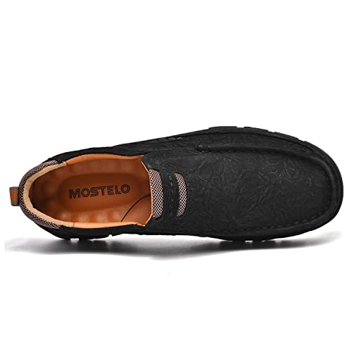 Image of MOSTELO Mens Slip On Casual Loafers Classic Outdoor Leather Walking Hiking Shoes Comfortable for Work Office Dress Outdoor