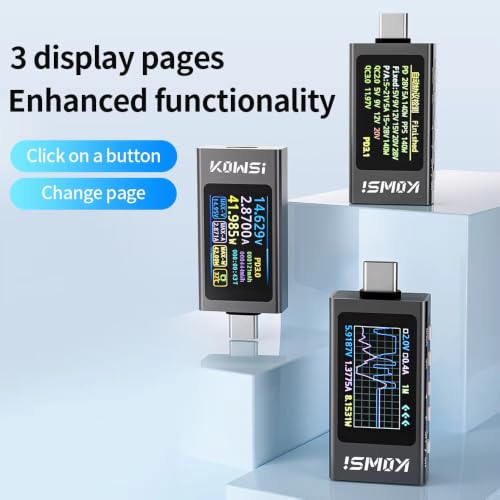 Amperímetro Type-C KWS-X1 display digital IPS voltímetro medidor voltaje probador capacidad 4