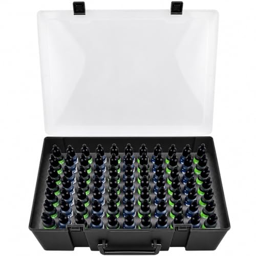 Image of Alcohol Ink Storage Case and Paint Carrying Organizer, Miniature Holder Fits 77pcs Bottles of Alcohols Inks, Paints Set and Dynamic Tattoo Ink with Foam Insert, Travel Container(Box Only) (Black)