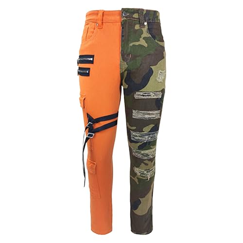 Jeans slim splice skinny hommes pantalon longueur fourche zip cheville tendance