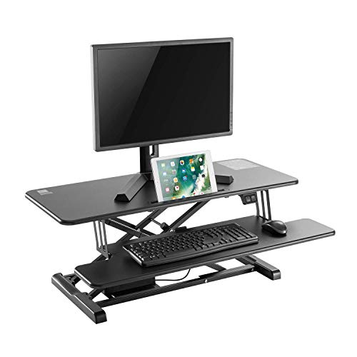 G Pack Pro Standing Desk Converter - Electric Height Adjustable Desk For Sit Stand Desk Workstation With Removable Keyword Tray And Space For Dual Monitors - Ergonomic Design For Maximum Productivity #TOP6