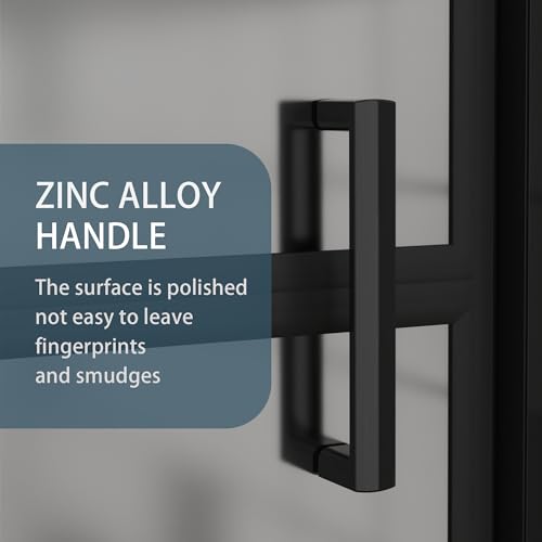 Goodyo Frameless Hinged Shower Door, 34 in. W x 72 in. H Swing Shower Door Frosted Tempered Glass, Matte Black - Thumbnail 4