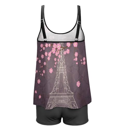 Maillot de bain tankini Fleur de la Tour Eiffel ensemble bikini avec short de garçon - 5