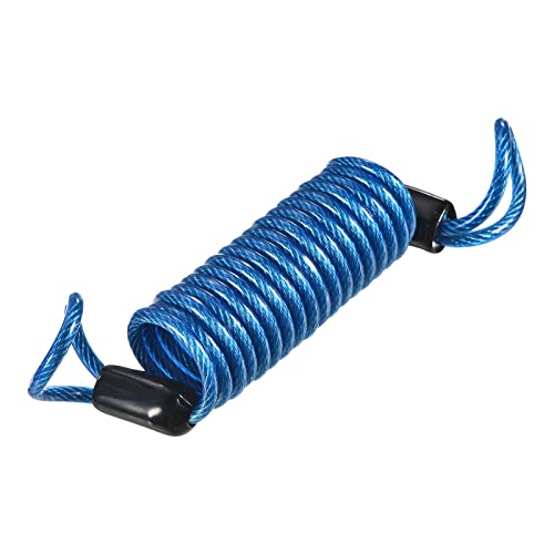 PATIKIL Security Steel Cable 2.5mm x 1m/3.28ft Coated Spring Luggage Lock Wire Rope with Double Loop Blue