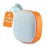 MAIASAURA | Boite à Histoires et Musique pour Enfant Maïa avec 50 Titres Inclus | De 0 à 8 ans | Comptines, Berceuses et Histoires | Personnalisable avec vos Propres Contenus MP3 (Bleu Orange)