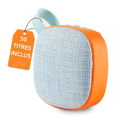 MAIASAURA | Boite à Histoires et Musique pour Enfant Maïa avec 50 Titres Inclus | De 0 à 8 ans | Comptines, Berceuses et Histoires | Personnalisable avec vos Propres Contenus MP3 (Bleu Orange)