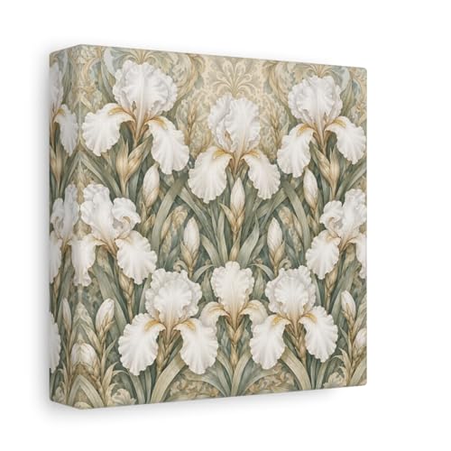 Tableau iris blanc Art Nouveau pour decoration salon moderne deco carree 15x15 cm