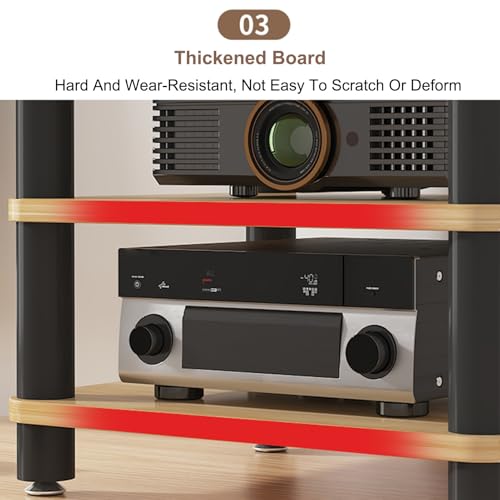 Image of Modern Stereo Cabinet & AV Media Stand, Record Player Storage Rack with Ample Space for CDs, DVD Players(Red,50x47cm /19.7x18.5in)