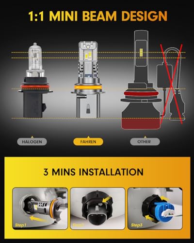 Image of Termitor Upgraded 9007 Bulbs, (1500%) 15X 120,000LM Extreme Brightness HB5 bulb, 6500K Cool White, IP68 Waterproof, Plug-N-Play, Pack of 2, HID fog bulbs,1:1 Size Replacement