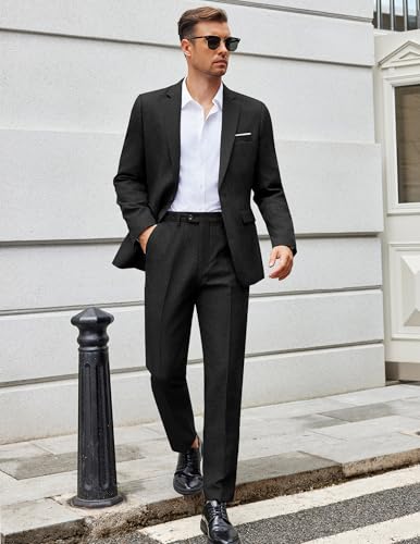 COOFANDY Men Suits Classic Fit 2 Piece Suit Set One Button Casual Blazer Wedding Bussiness Suit Separates2