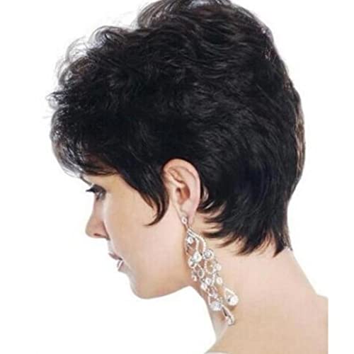 Perruque de fibres chimiques marron à micro-boucles courtes pour femmes - 6