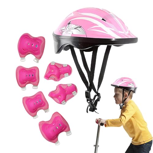 PRIMUZ Juego de equipo de protección para monopatín, kit deportivo para protección de seguridad, equipo de protección de patrones lindos, equipo de protección para niños para monopatín, scooter,