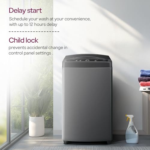 Image of Godrej 7.5 Kg 5 Star Rollercoaster Wash Tech, Fills Tub At ~0 Water Pressure, Strong Wash Waves, Steel Drum Fully Automatic Top Load Washing Machine (WTEON ALP 75 5.0 FDTN GPGR, Graphite Grey)