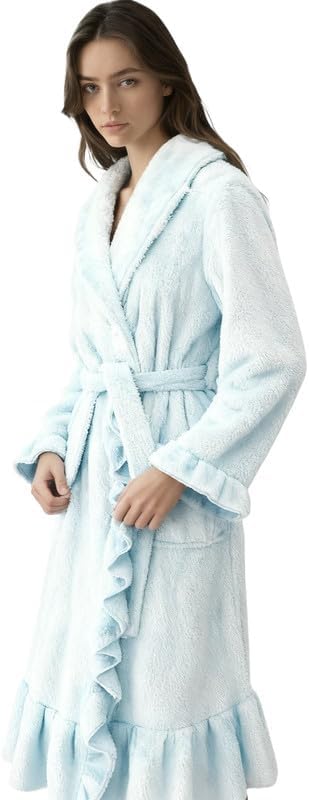 Towel Bath Robe for Women after Shower, Lightweight Fluffy Long Bathrobe - Image 3